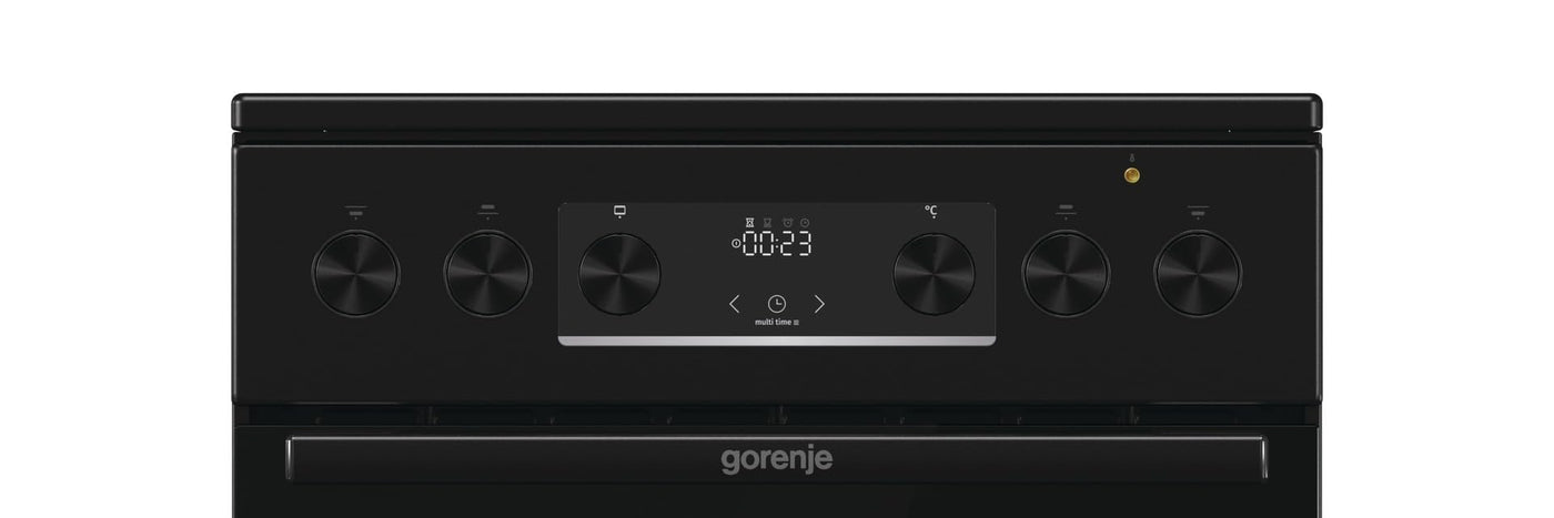 Gorenje GECS5C70BPA Elektro-Standherd mit Glaskeramik-Kochfeld /50cm/70 Liter/GentleClose/Schnellaufheizung/AirFry/ExtraSteam/Teleskopauszüge/AquaClean/schwarz