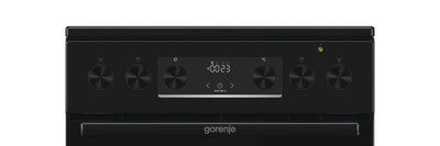 Gorenje GECS5C70BPA Elektro-Standherd mit Glaskeramik-Kochfeld /50cm/70 Liter/GentleClose/Schnellaufheizung/AirFry/ExtraSteam/Teleskopauszüge/AquaClean/schwarz