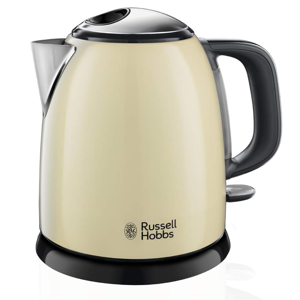 Russell Hobbs Wasserkocher [1,0l] Colours+ Edelstahl Creme (2400W, Schnellkochfunktion, herausnehmbarer Kalkfilter, außenliegende Wasserstandsanzeige,kleiner Reisewasserkocher)Teekocher 24994-70