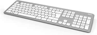 Hama Funk-Tastatur Maus Set (QWERTZ Tastenlayout, kabellose ergonomische Maus, 2,4GHz, USB-Empfänger) Windows Keyboard Funkmaus-Tastatur-Set, weiß silber