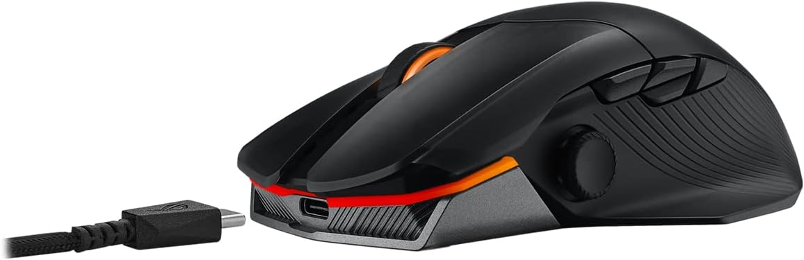 ASUS ROG Chakram X Origin kabellose RGB Gaming Maus (ROG AimPoint-Sensor, 36.000 dpi, Polling-Rate 8000 Hz, RF 2,4 GHz / Bluetooth / kabelgebunden, 11 programmierbare Tasten, Joystick, schwarz)