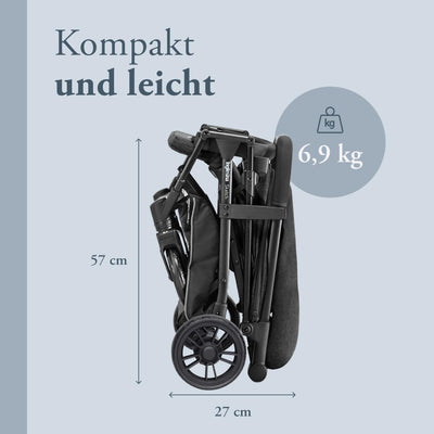 Inglesina Sketch Kinderwagen Leicht und Kompakt, Schwarz, Bequem, bis zu 17kg, Einhand-Faltung, UPF 50+