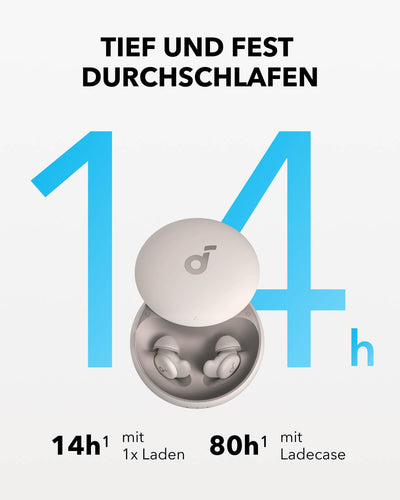 soundcore Schlaf-Earbuds Sleep A20 von Anker, Geräuschblockierung, Seitenschläfer, 80h Wiedergabe, Schlaf-Analyse, personalisierbare Weckfunktion, Bequemes flaches Design