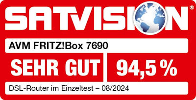 AVM FRITZ!Box 7690 (Wi-Fi 7 DSL-Router mit 5.760 MBit/s (5GHz) & 1.376 MBit/s (2,4 GHz), bis zu 300 MBit/s mit VDSL-Supervectoring und ADSL2+, WLAN Mesh, DECT-Basis, deutschsprachige Version)