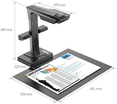 CZUR ET18 Pro Professioneller Buchscanner mit LED Fülllicht, OCR Dokumentenscanner 18 Megapixel Dokumentenkamera Visualizer für Windows und macOS mit Laser Verflachungstechnologie, bis zu A3