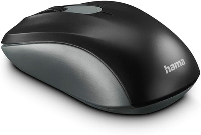 Hama kabellose Maus für Links- und Rechtshänder (3 Tasten, 2,4 Ghz, mit USB-Nanoempfänger, 1600 dpi, optische Maus, für Notebook und PC) anthrazit / schwarz