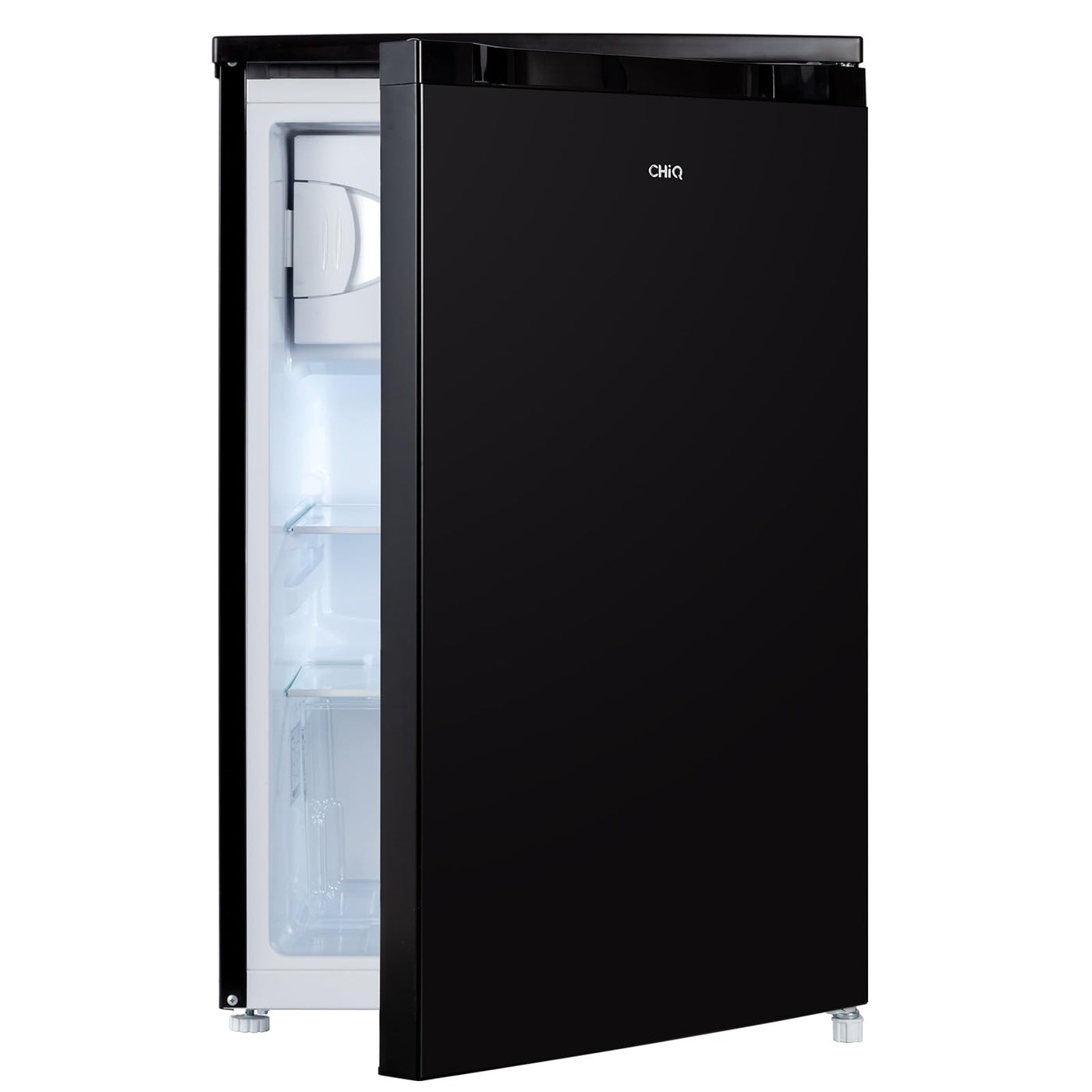 CHIQ CTT107BC Kühlschrank Klein 107 Liter, Höhe 84cm, Tiefe 55cm, Platzbedarf nur 0,3 ㎡, Mikro-Gefrierfach, Vario Box, 7 Temperaturregelstufen, geräuscharm, 87 kWh/Jahr, Schwarz