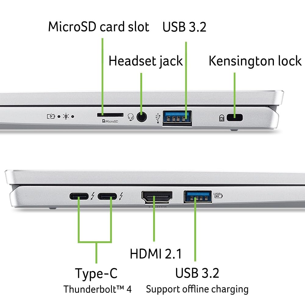 Acer Swift Go 14 OLED (SFG14-73-791J) Ultrabook/Laptop | 14" WQ2.8K OLED Display | Intel Core Ultra 7 155H | 16 GB RAM | 1 TB SSD | Intel Arc Grafik | Windows 11 | QWERTZ Tastatur | Silber