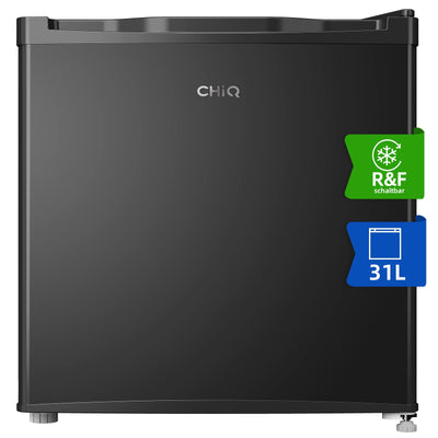 CHIQ Mini Gefrierschrank 31L, Mini Tiefkühltruhe bis zu -24°C, 4 Sterne Gefrierfunktion, 49,6 x 47,4 x 44,7 cm (HxBxT),Schwarz