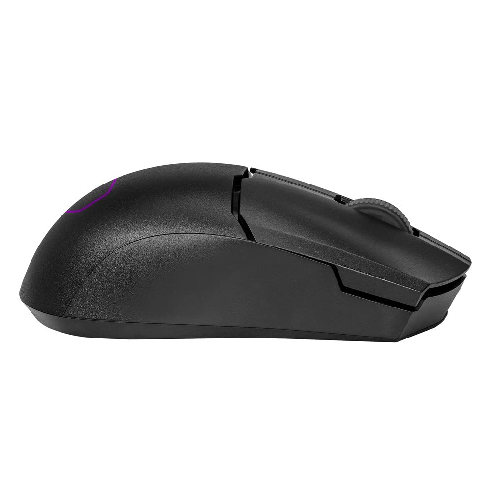 Cooler Master MM712 RGB Gaming-Maus – Ultralight 59g, Hybrid Wireless, 19K DPI PAW3370 Optischer Sensor, 70 Millionen Klicks optische Schalter, On-The-Fly, MasterPlus+ (38K DPI, nur PC) – Schwarz