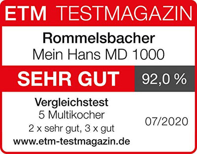 ROMMELSBACHER Elektrischer Dampfdruck- & Multikocher MD 1000 'MeinHans' – Das Original - 14 Automatik-Programme, von 40 °C bis 170 °C regelbar, 2 Dampfdruckstufen, antihaftbeschichteter 6 Liter Topf