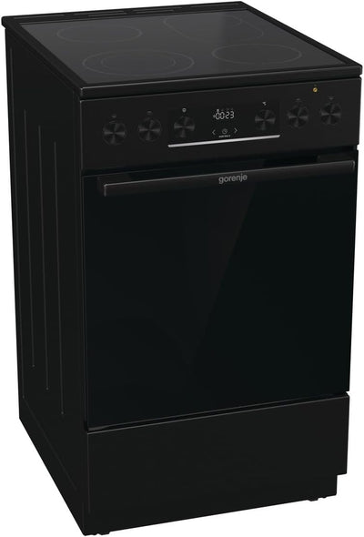 Gorenje GECS5C70BPA Elektro-Standherd mit Glaskeramik-Kochfeld /50cm/70 Liter/GentleClose/Schnellaufheizung/AirFry/ExtraSteam/Teleskopauszüge/AquaClean/schwarz