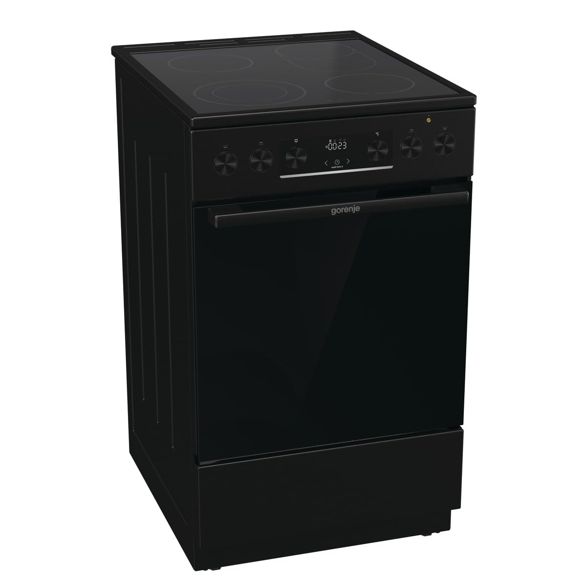 Gorenje GECS5C70BPA Elektro-Standherd mit Glaskeramik-Kochfeld /50cm/70 Liter/GentleClose/Schnellaufheizung/AirFry/ExtraSteam/Teleskopauszüge/AquaClean/schwarz