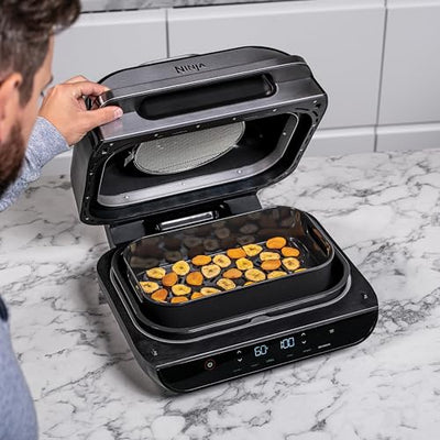 Ninja Foodi MAX Grill & Airfryer, 5,7L Heißluftfritteuse, Air Fryer mit digitalem Temperaturfühler, spülmaschinenfeste Teile, 6-in-1, Grau/Silber AG551EU