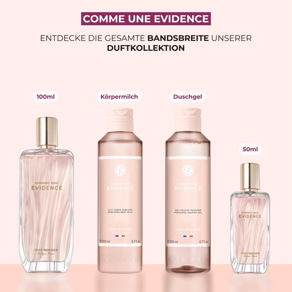 Yves Rocher COMME UNE EVIDENCE Parfum Damen 50 ml | Floraler Chypre-Duft mit Noten von Damaszener-Rose, Bergamotte und Patschuli | Elegantes Parfüm für Frauen mit ätherischen Ölen