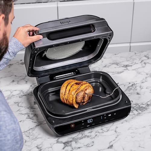 Ninja Foodi MAX Grill & Airfryer, 5,7L Heißluftfritteuse, Air Fryer mit digitalem Temperaturfühler, spülmaschinenfeste Teile, 6-in-1, Grau/Silber AG551EU