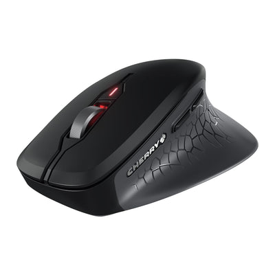 CHERRY STREAM MOUSE COMFORT, Kabellose Ergonomische Maus mit Gummierter Daumenauflage, Speziell für Rechtshänder, 2,4 GHz Funk, 6 Flüsterleise Tasten, Schwarz