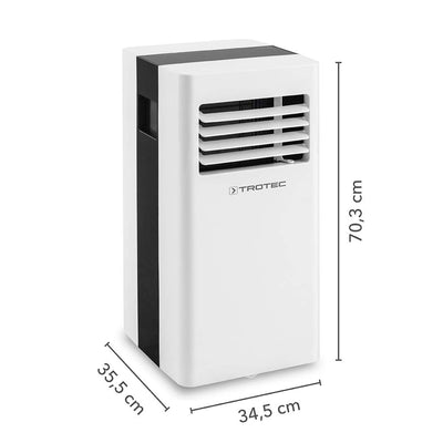 TROTEC PAC 2100 X mobile Klimaanlage 3-in-1 Kühlung, Ventilation, Entfeuchtung Monoblock-Klimagerät 2 kW 7.000 BTU/h für Raumgrößen bis 26 m² und 65 m³ 2 Ventilationsstufen