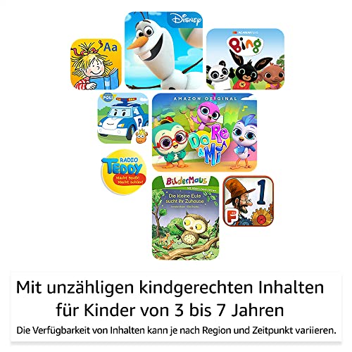 Fire HD 8 Kids-Tablet, 8-Zoll-HD-Display, für Kinder von 3 bis 7 Jahren, 2 Jahre Sorglos-Garantie, kindgerechte Hülle, 32 GB (2022), blau