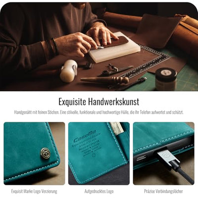 XYGLOW Handyhülle für Samsung Galaxy S24 FE Hülle Klappbar Premium PU Lederhülle Klapphülle【RFID Schutz】 Kartenfach Standfunktion Schutzhülle für Samsung S24 FE 5G Flip Case Wallet Tasche Cover,Grün