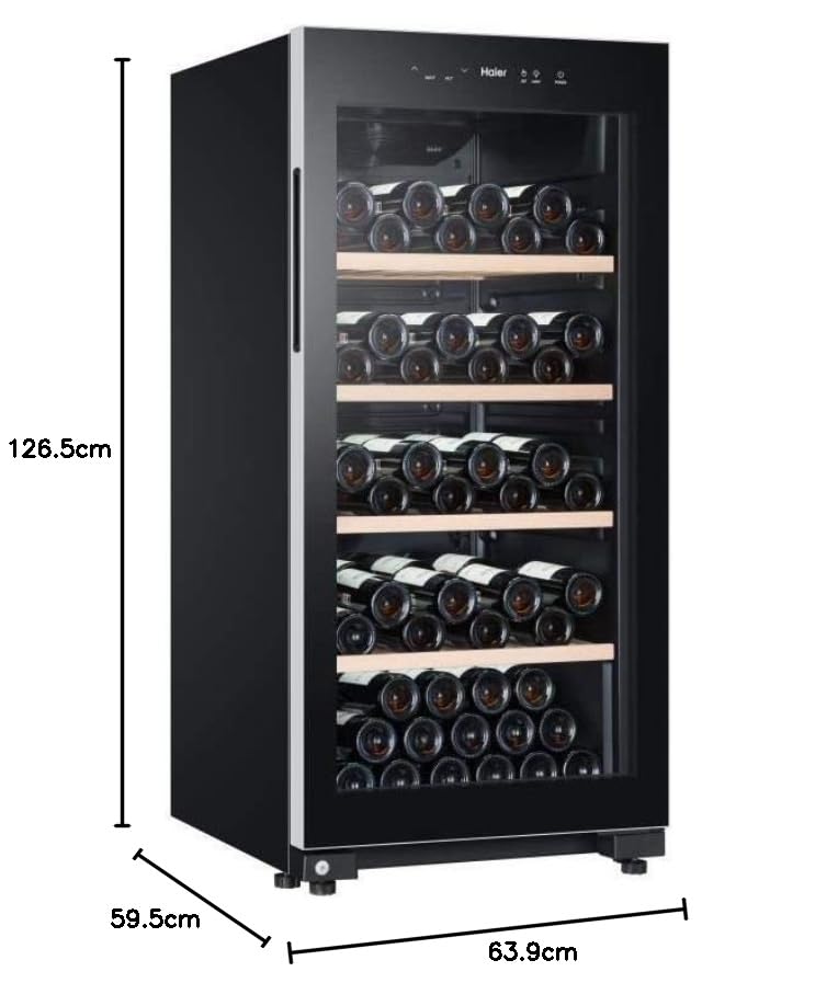 HAIER HWS116GAE - Cave a vin de vieillissement - Pose libre - 116 bouteilles H126.5 x L59,5 cm - Noir