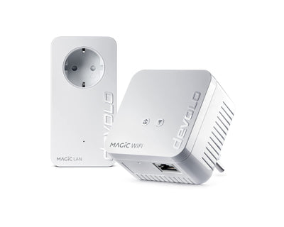 devolo Magic 1 - 1200 WiFi Mini-Starterkit, kompaktes Set, 2 Powerline-WiFi-Adapter für sicheres Heimnetzwerk (1200 Mbit/s, 1 x Fast Ethernet-LAN-Verbindung, Mesh-WLAN, G.hn-Technologie) Weiß