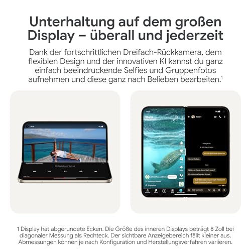 Google Pixel 9 Pro Fold – Android-Smartphone mit Gemini ohne SIM-Lock – fortschrittliches Dreifach-Rückkamerasystem – faltbares Display – Videos per Sprachbefehl steuern – Porcelain, 512GB