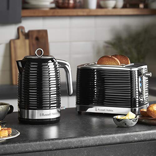 Russell Hobbs Wasserkocher [1,7l, 2400W] Inspire Schwarz mit hochwertiger Hochglanz-Struktur (Schnellkochfunktion, herausnehmbarer Kalkfilter,Wasserstandsanzeige,abnehmbarer Deckel) Teekocher 24361-70