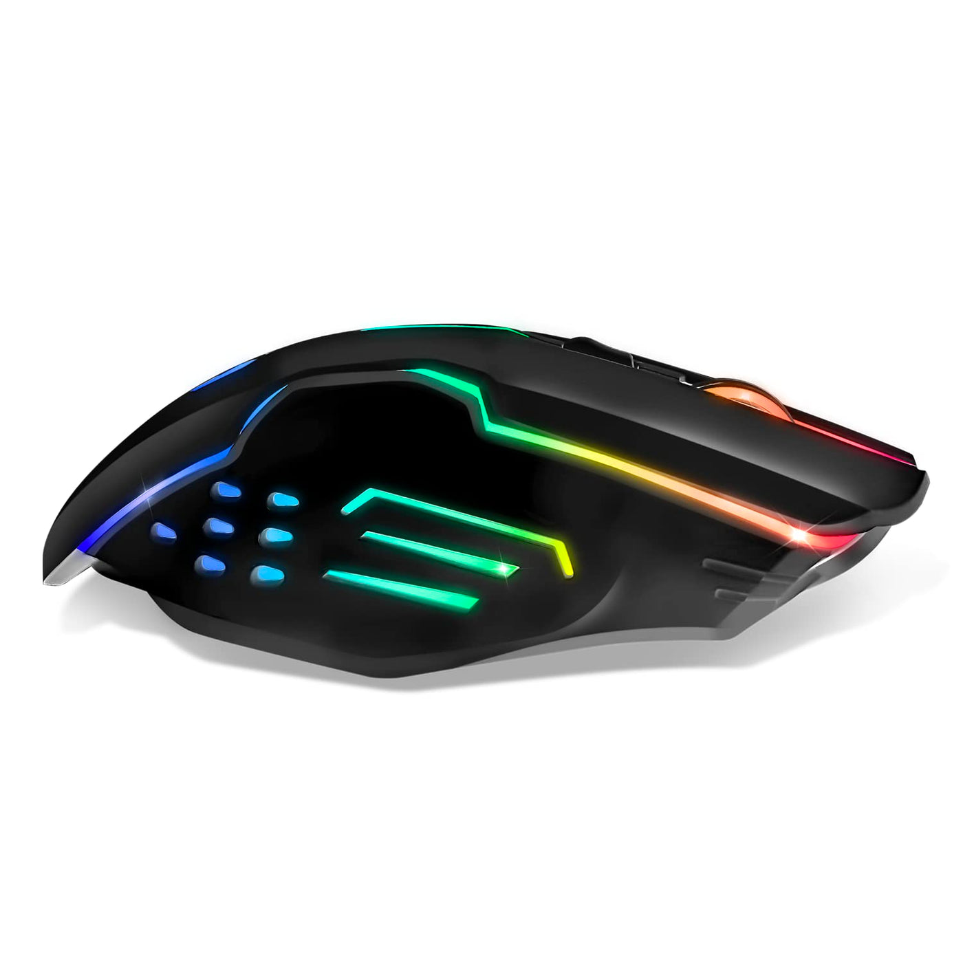 EMPIRE GAMING - RF903 Gaming-Maus, Kabellos 2,4GHz Wireless Wiederaufladbar – LED-Hintergrundbeleuchtung RGB – Ergonomisch – 4800 DPI 500 Hz – PS4,PS5,XboxOne/Series,PC und Mac – Schwarz