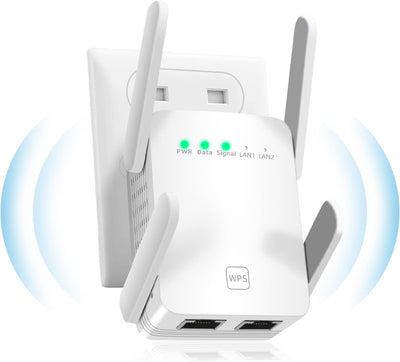 1200M WLAN Repeater,Ultraxtended WiFi Verstärker mit LAN anschluss Access Point,WPS 1-Tippen Einrichten,AP Modus,Kompatibel mit Alexa und Standard-Routern(867 MBit/s 5G + 300 MBit/s 2,4G).