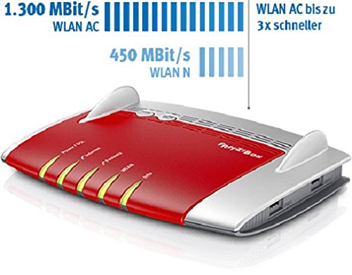 AVM FRITZ!Box 7490 WLAN AC + N Router (VDSL/ADSL, 1.300 Mbit/s (5 GHz), 450 Mbit/s (2,4 GHz), DECT-Basis, Media Server) (Generalüberholt)