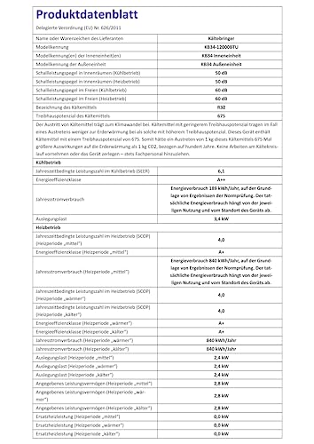 Kältebringer Split Klimaanlage - 12000 BTU - Inverter Klimagerät mit Heizfunktion, WiFi und App - bis 55qm - sehr leise - Komplett Set, 5m Kupferleitung, Kältemittel R32, Montagematerial