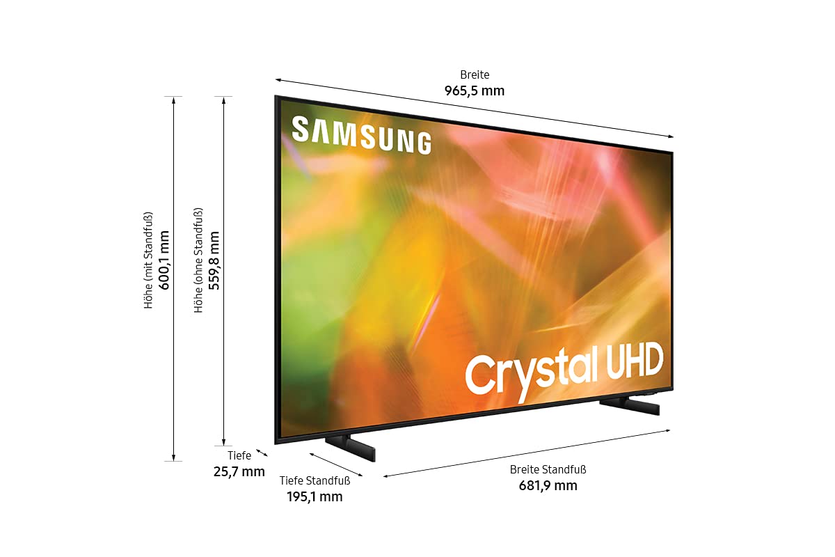 Téléviseur Samsung Crystal UHD 4K 43 pouces (GU43AU8079UXZG), HDR, AirSlim, Dynamic Crystal Color [2021]