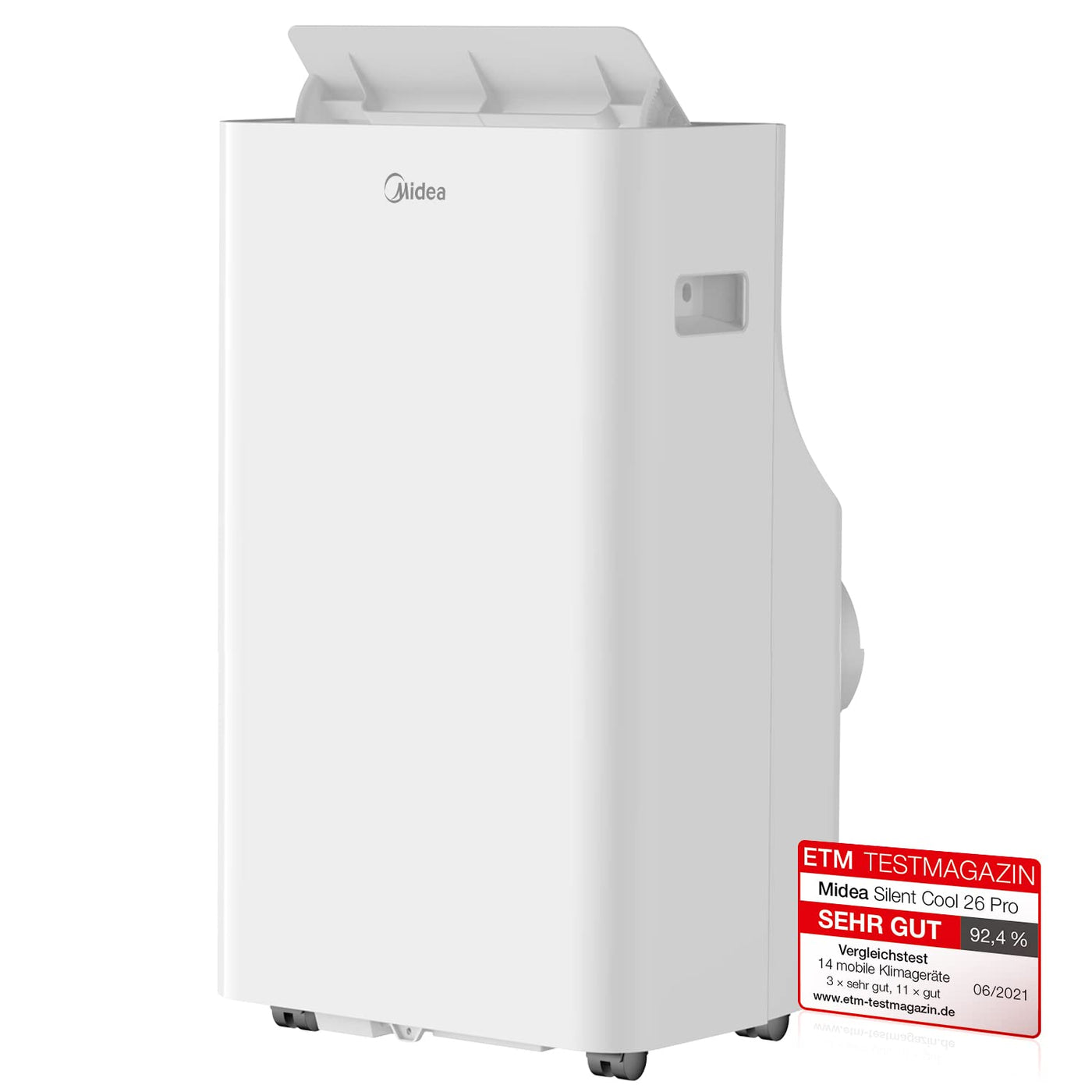 Midea Mobiles Klimagerät Silent Cool 26 Pro, 9000 BTU 2,6kW, Kühlen&Ventilieren&Entfeuchten, Raumgröße bis 88m³(33㎡), Mobile Klimaanlage mit Abluftschlauch, Weiß