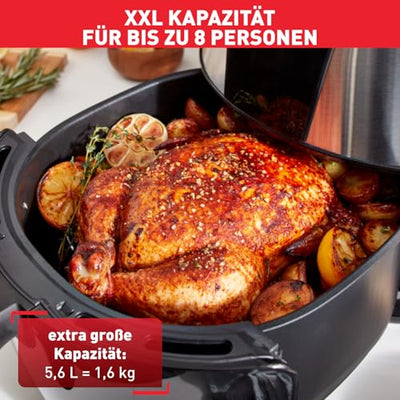 Tefal EY701D Heißluftfritteuse Easy Fry XXL | Air Fryer | 1850 Watt | 5,6 L für 8 Portionen | 8 automatische Programme | Digitales Display | energiesparend | gesunde Friteuse ohne Öl | Edelstahl