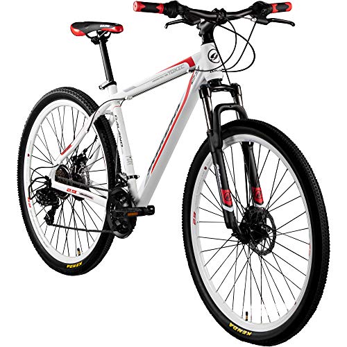 Galano Toxic Mountainbike 29 Zoll ab 175 cm für Damen und Herren mit 21 Gang und Scheibenbremse Fahrrad MTB Hardtail in vielen Farben, Unisex, Alu Bike (Weiss/rot)