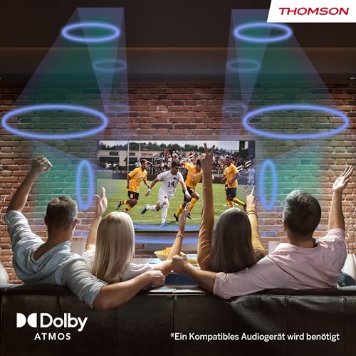 Thomson 55 Zoll (139 cm) QLED Fernseher Smart Android TV (WLAN, HDR, Triple Tuner DVB-C/S2/T2, Sprachsteuerung) – 55QA2S13-2023