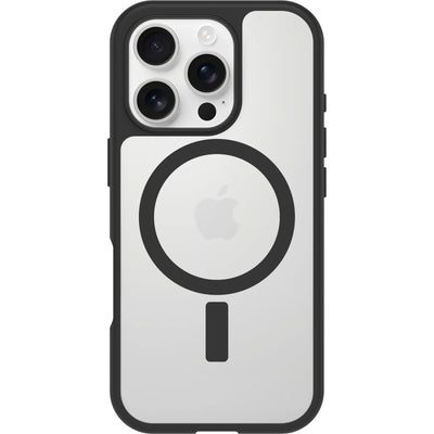 OtterBox Sleek Series MagSafe Hülle für iPhone 16 Pro, stoßfest, sturzsicher, ultraschlank, schützende Hülle, Getestet nach Militärstandard, Transparent/Schwarz, Keine Einzelhandelsverpackung