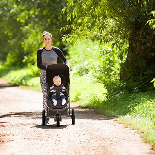 hauck Buggy Rapid 3, für Kinder bis 22 kg, Klein Zusammenklappbar, mit Schlaffunktion ab Geburt, Höhenverstellbarer Schieber, Großer Korb bis 3 kg, Kunststoff Reifen (Caviar/Black)