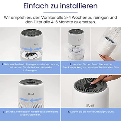 LEVOIT Luftreiniger Allergiker mit Aromatherapie, HEPA Luftfilter gegen Schimmel, Staub und Tierhaare bis zu 0,3 µm für Schlafzimmer, 7 Watt Energiesparend, 3 Geschwindigkeiten, 25dB, Weiß