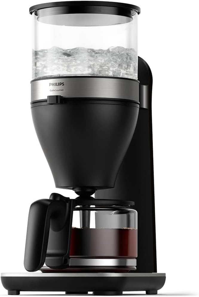 Philips Filterkaffeemaschine – 1.25-Liter-Fassungsvermögen, bis zu 15 Tassen, Boil & Brew, schwarz/silbern (HD5416/60)