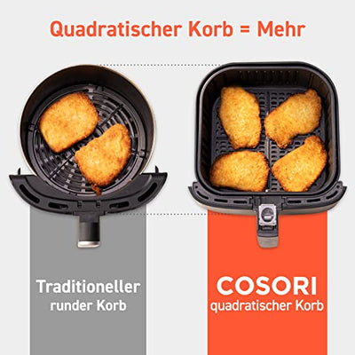 Friteuse à air chaud COSORI Airfryer, 11 en 1 Air Fryer XXL 5,5 L, Friteuse à air chaud avec rappel de secousse, 100 recettes, 55 pour cent d'économie d'énergie, paniers lavables au lave-vaisselle