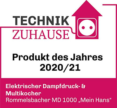 ROMMELSBACHER Elektrischer Dampfdruck- & Multikocher MD 1000 'MeinHans' – Das Original - 14 Automatik-Programme, von 40 °C bis 170 °C regelbar, 2 Dampfdruckstufen, antihaftbeschichteter 6 Liter Topf