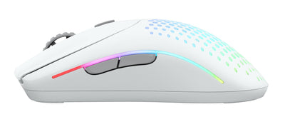 Glorious Gaming Model O 2 Wireless Gaming Mouse – 2,4 GHz & Bluetooth hybrid, superleichte 68 g, lange Akkulaufzeit, 26 k BAMF 2.0 Sensor, RGB-Beleuchtung, beidhändig, 6 Tasten, PTFE-Füße – Weiß