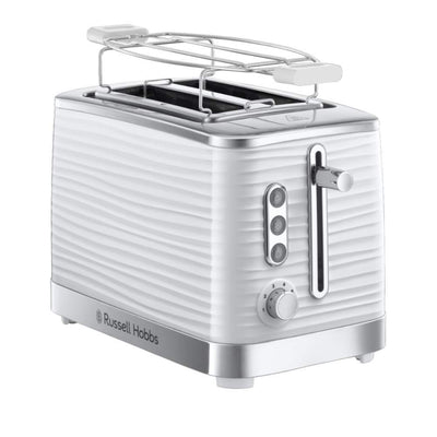 Grille-pain Russell Hobbs [pour 2 tranches] Inspire Blanc avec structure brillante de haute qualité (fentes de toast extra larges, y compris grille à pain, 6 niveaux de brunissage + fonction décongélation et réchauffage) 24370-56