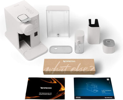 Nespresso De'Longhi Lattissima One EN510.W Kaffeekapselmaschine mit automatischem Milchsystem, 3 Direktwahltasten, 1 L Wassertank, 19 bar Pumpendruck, nur 25 Sek. Aufheizzeit, Auto-Abschaltung, weiß