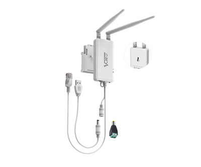 Vonets VAP11S 2,4 GHz industrieller Mini-WLAN-Router, Wireless Bridge/Repeater, 2 RJ45-Ethernet-Ports und 2 Externe Antennen, unterstützt elektronische Waagen, SPS und andere Anwendungen