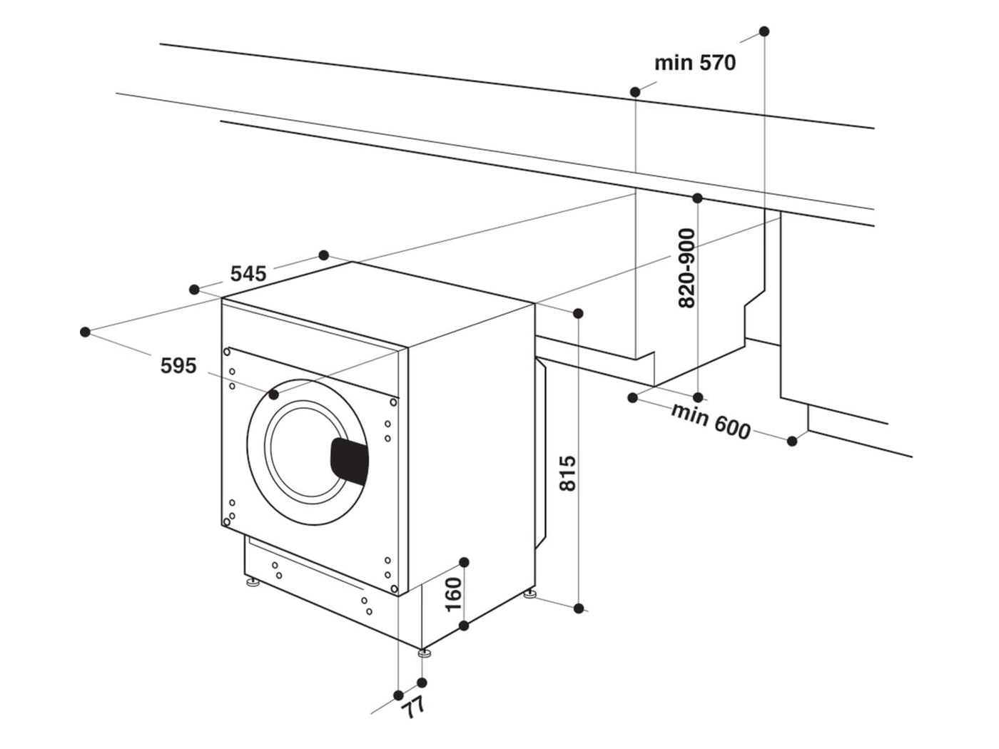 Bauknecht BI WMBG 71483E DE N Einbau-Waschmaschine/ 7kg / Flecken 40°/ Turo-Programm/Energy saver/Woolmark Green/ Kurz30° / Mehrfachwasserschutz+