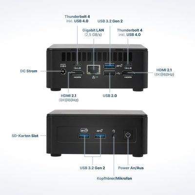 FutureNUC Pro Intel® Core-i5 12. Gen. • NUC 12 Pro Barebone • 8 Kerne, bis zu 4,4GHz • Thunderbolt 4 • WiFi 6E, BT 5.3 • Kein Speicher, kein Betriebssystem • Micro Desktop PC