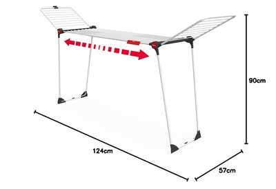 Vileda Infinity Flex Wäscheständer XXL ausziehbar, bis zu 2m ausziehbares Mittelteil, 30m Trockenleinenlänge, hohe Flügel mit XXL-Leinen, Eco-Verpackung